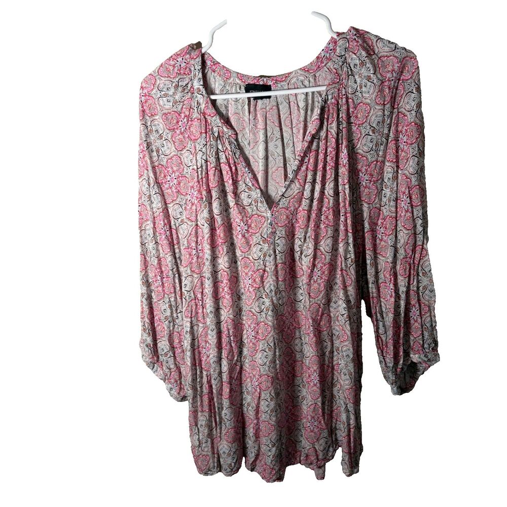 Jones & Co Blouse Women's 3X V-Neck 3/4 Sleeve Lightweight Colorful Top Shirt
